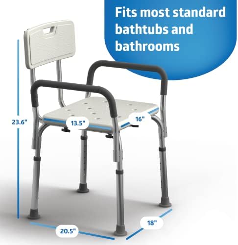 Medline Shower Chair with Backrest and Padded Armrests
