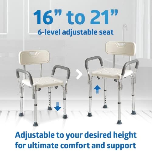 Medline Shower Chair with Backrest and Padded Armrests