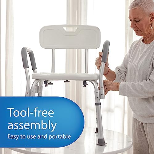 Medline Shower Chair with Backrest and Padded Armrests