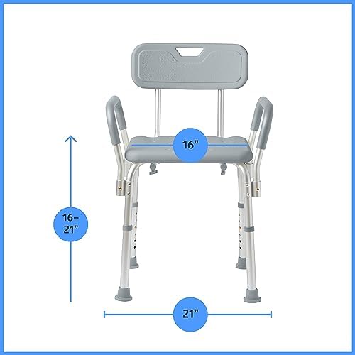 Medline Shower Chair with Backrest and Padded Armrests