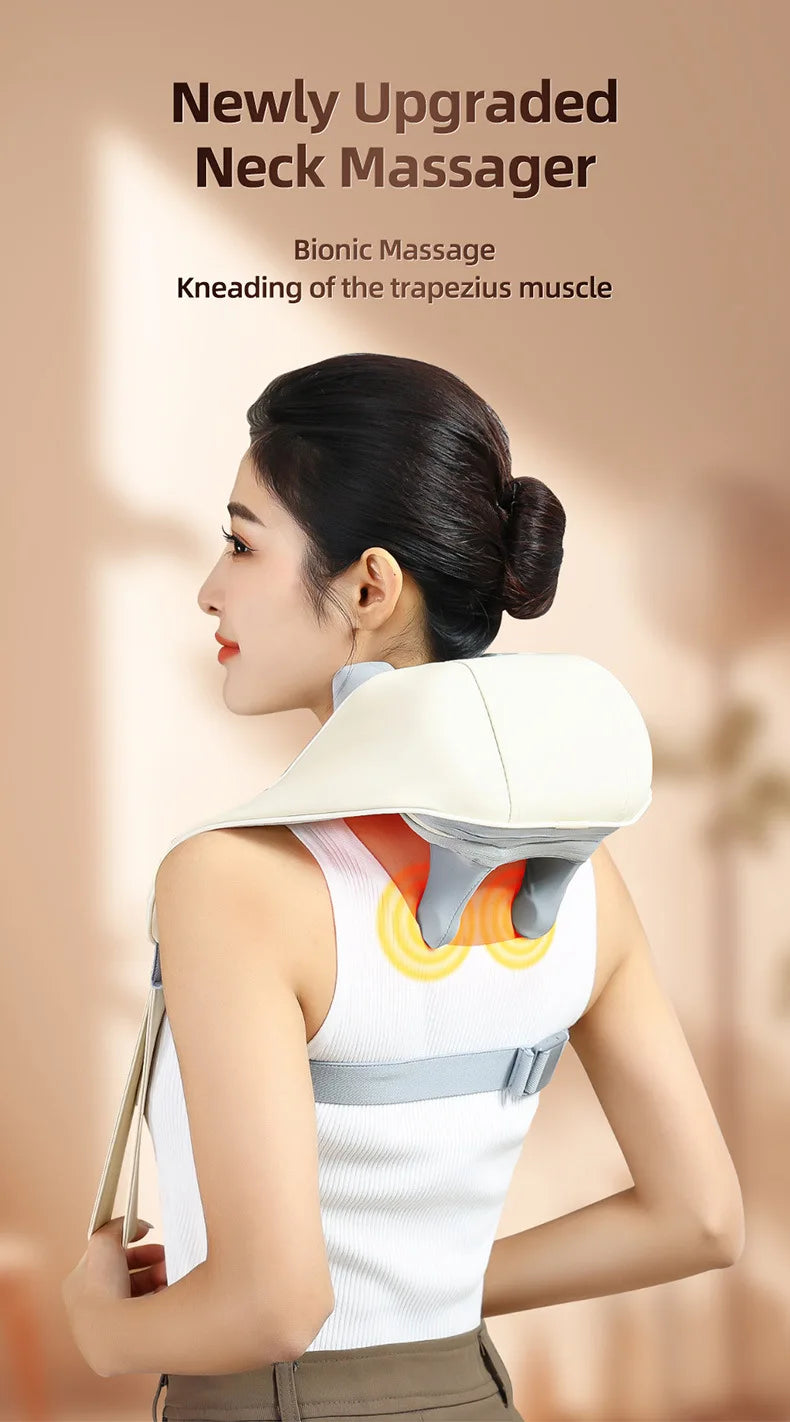 20W Brushless Motor Neck And Shoulder Massager Wireless Shoulder And Back Kneading Massage Shawl Neck masajeador