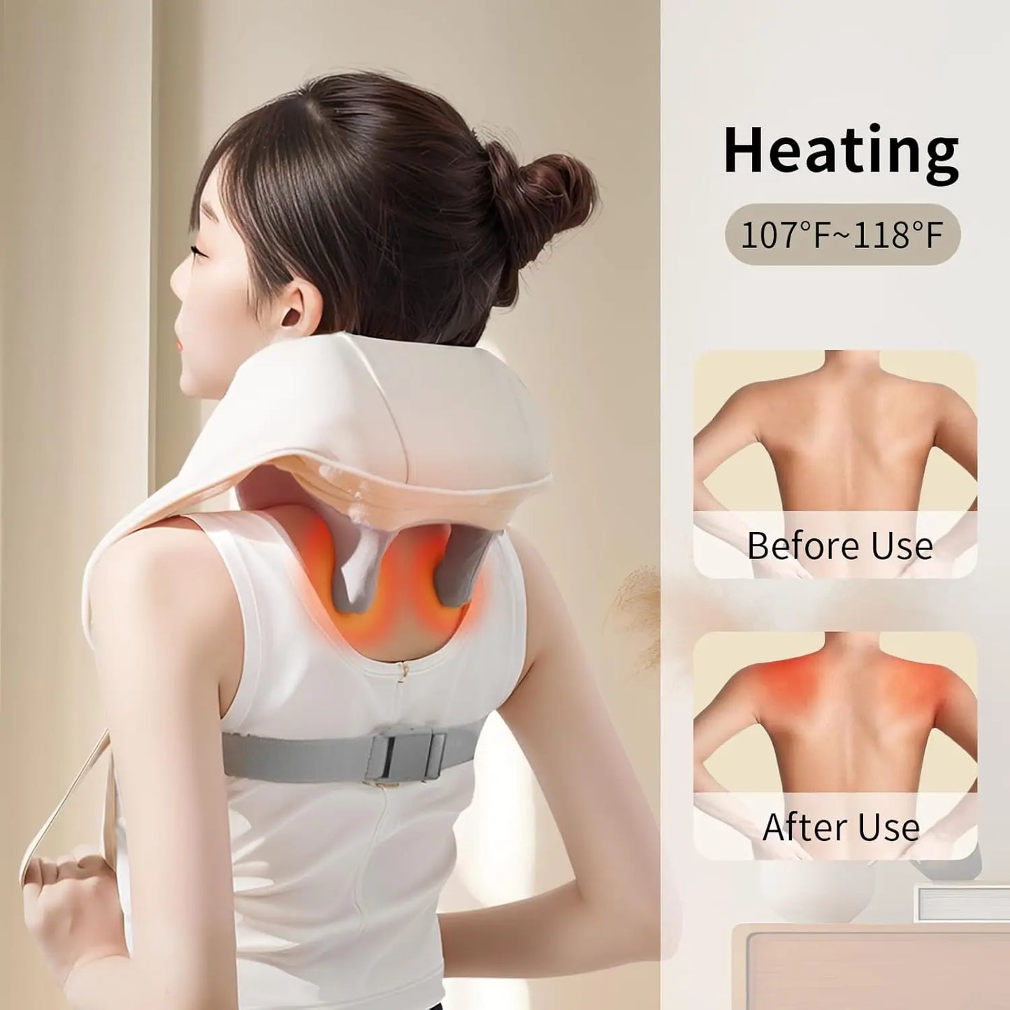 20W Brushless Motor Neck And Shoulder Massager Wireless Shoulder And Back Kneading Massage Shawl Neck masajeador