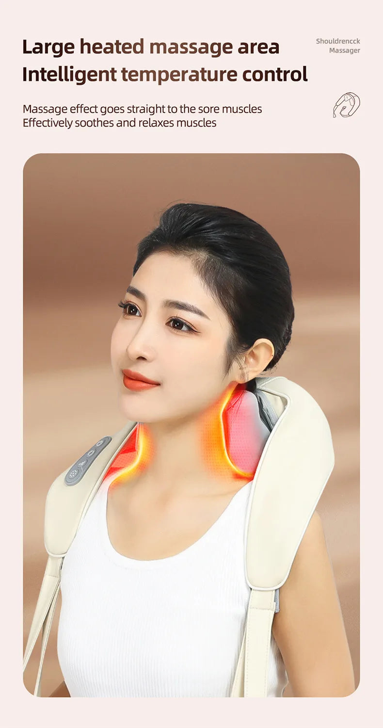 20W Brushless Motor Neck And Shoulder Massager Wireless Shoulder And Back Kneading Massage Shawl Neck masajeador