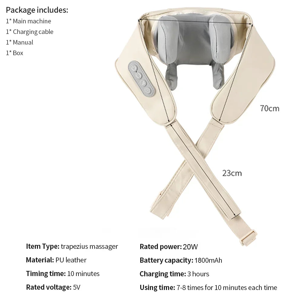 20W Brushless Motor Neck And Shoulder Massager Wireless Shoulder And Back Kneading Massage Shawl Neck masajeador