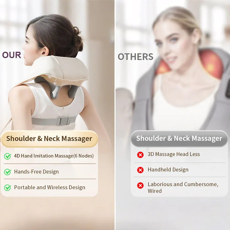 20W Brushless Motor Neck And Shoulder Massager Wireless Shoulder And Back Kneading Massage Shawl Neck masajeador