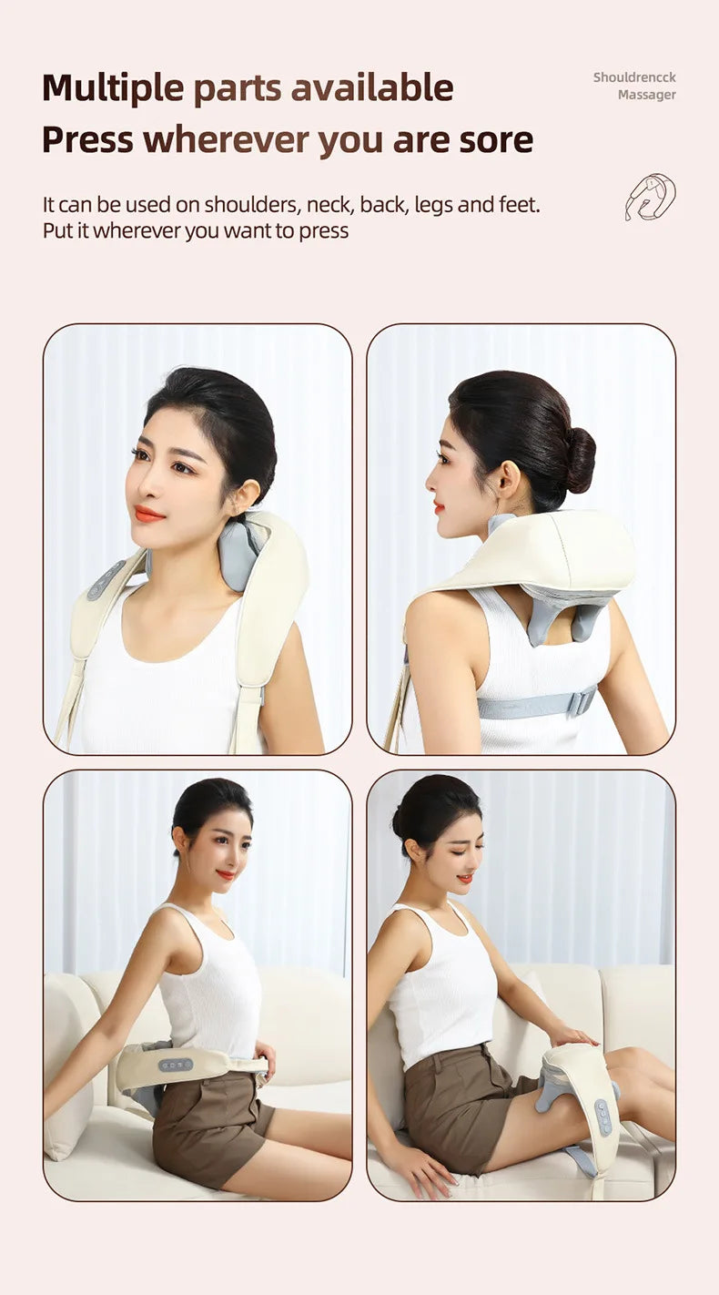 20W Brushless Motor Neck And Shoulder Massager Wireless Shoulder And Back Kneading Massage Shawl Neck masajeador
