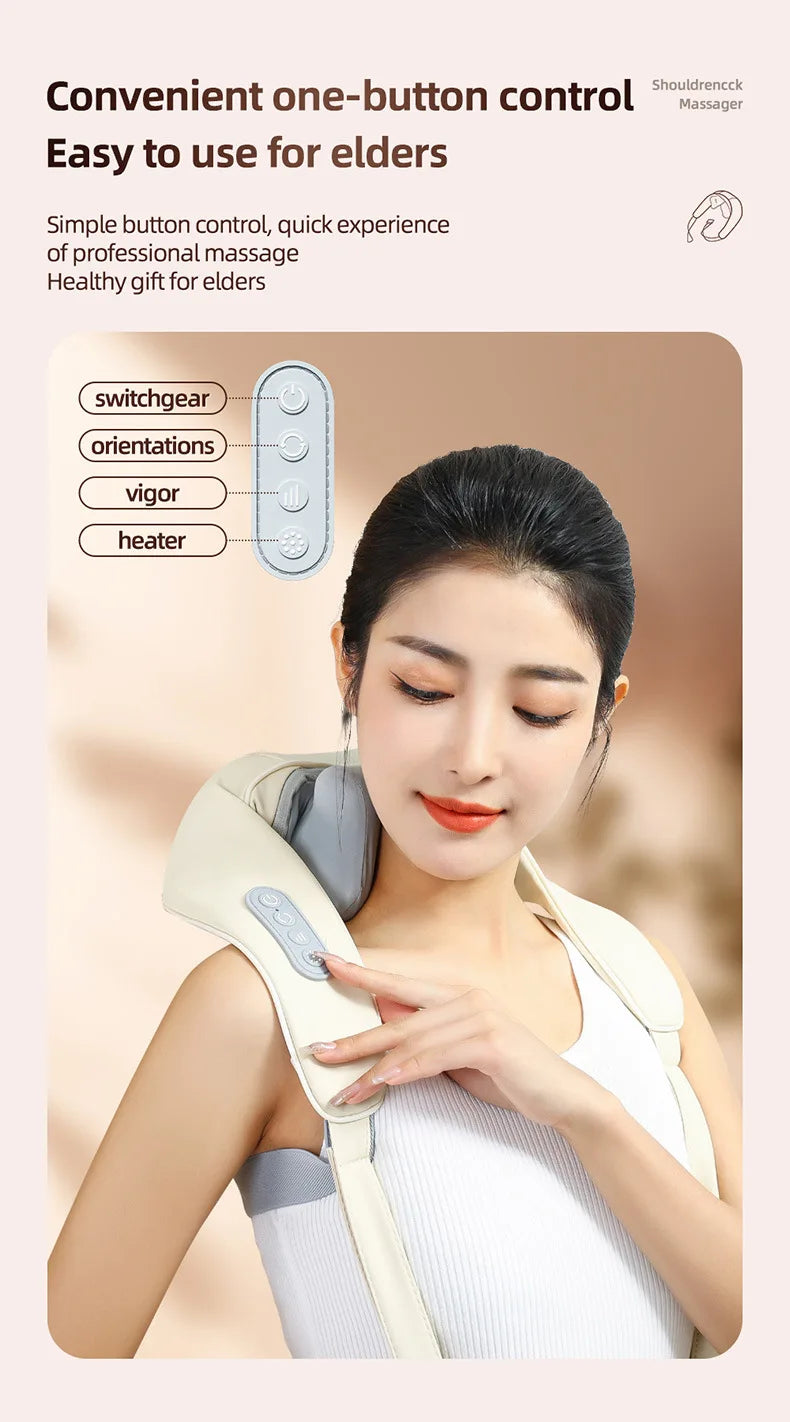 20W Brushless Motor Neck And Shoulder Massager Wireless Shoulder And Back Kneading Massage Shawl Neck masajeador