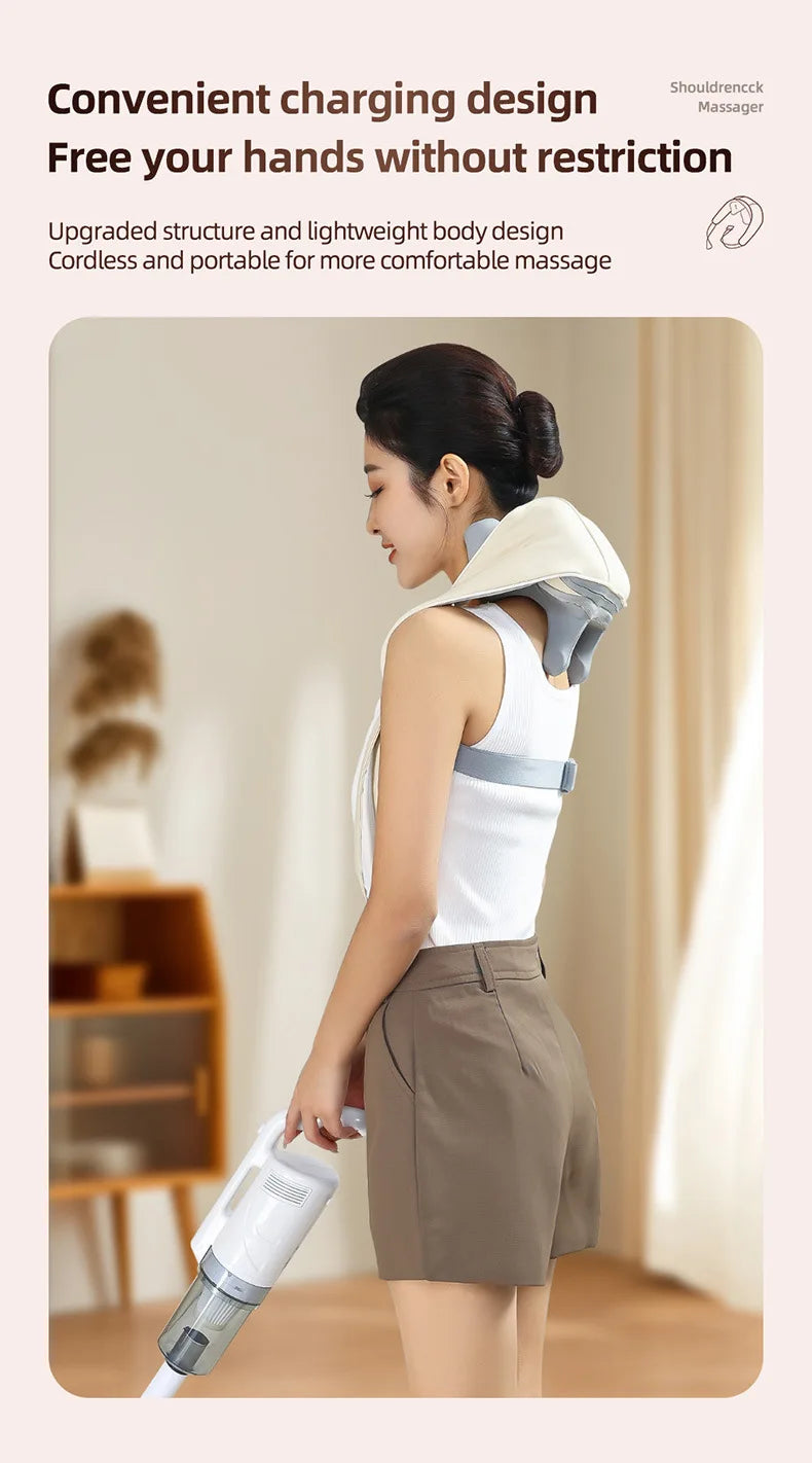 20W Brushless Motor Neck And Shoulder Massager Wireless Shoulder And Back Kneading Massage Shawl Neck masajeador