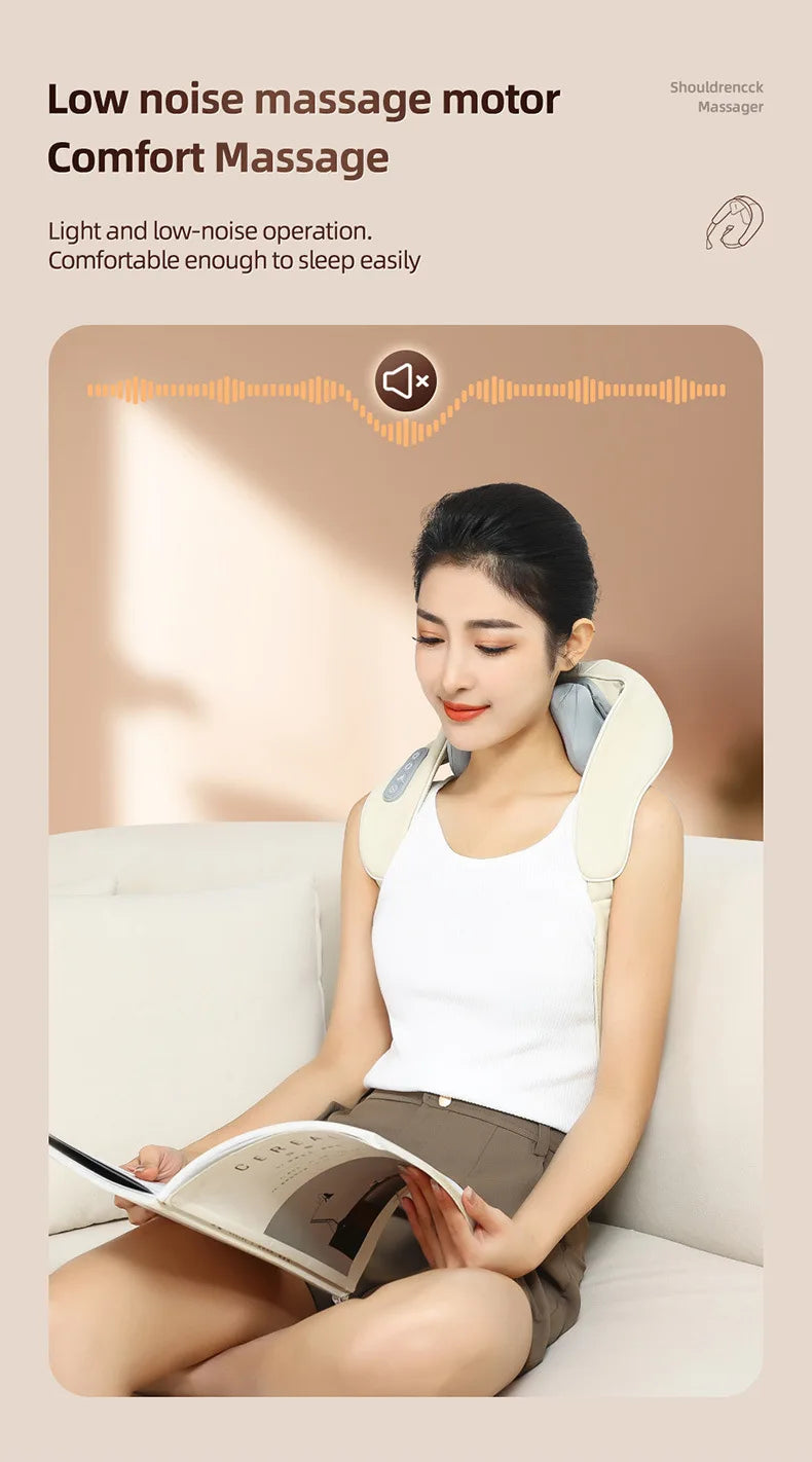20W Brushless Motor Neck And Shoulder Massager Wireless Shoulder And Back Kneading Massage Shawl Neck masajeador