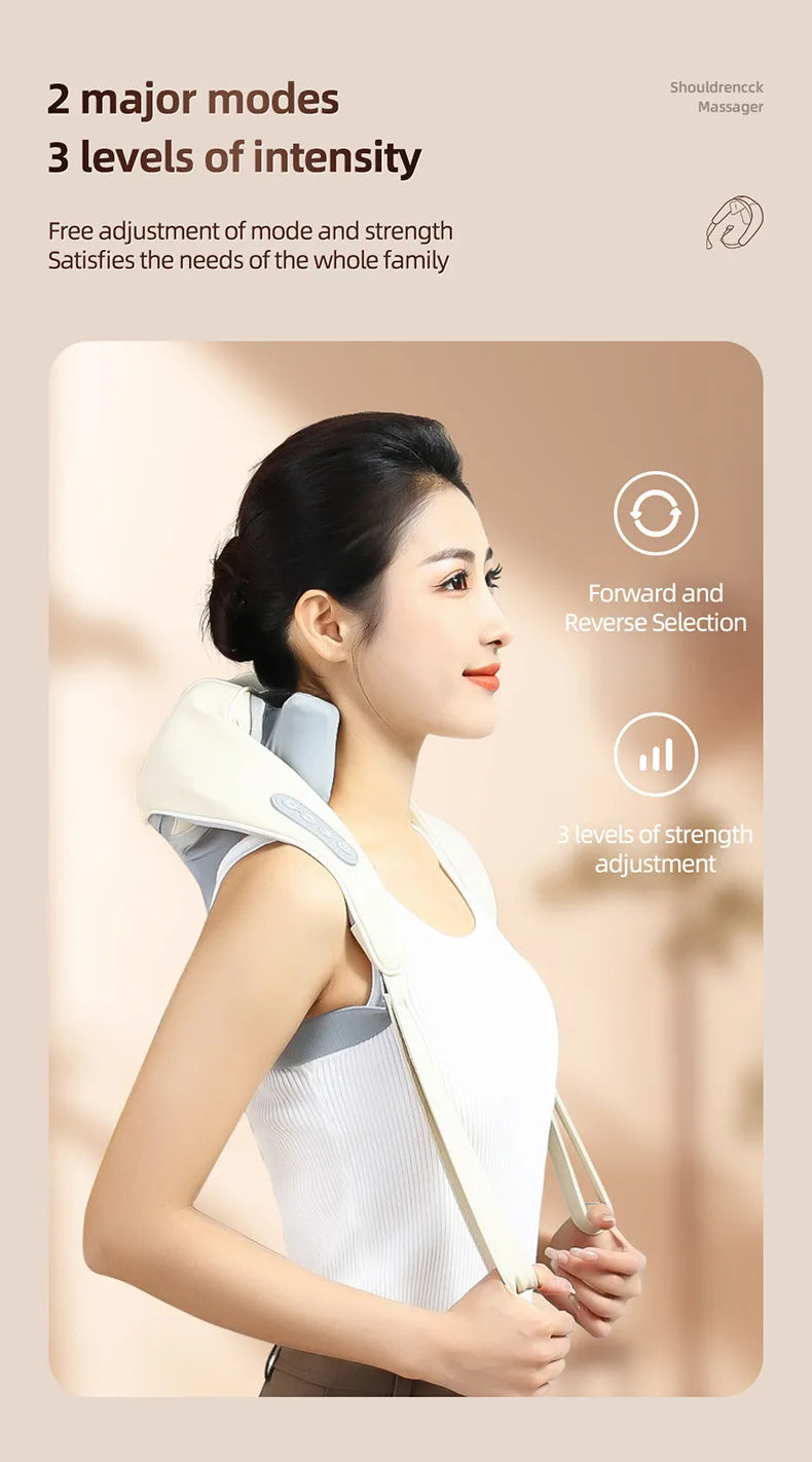 20W Brushless Motor Neck And Shoulder Massager Wireless Shoulder And Back Kneading Massage Shawl Neck masajeador
