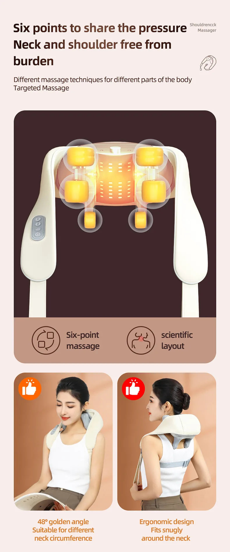 20W Brushless Motor Neck And Shoulder Massager Wireless Shoulder And Back Kneading Massage Shawl Neck masajeador