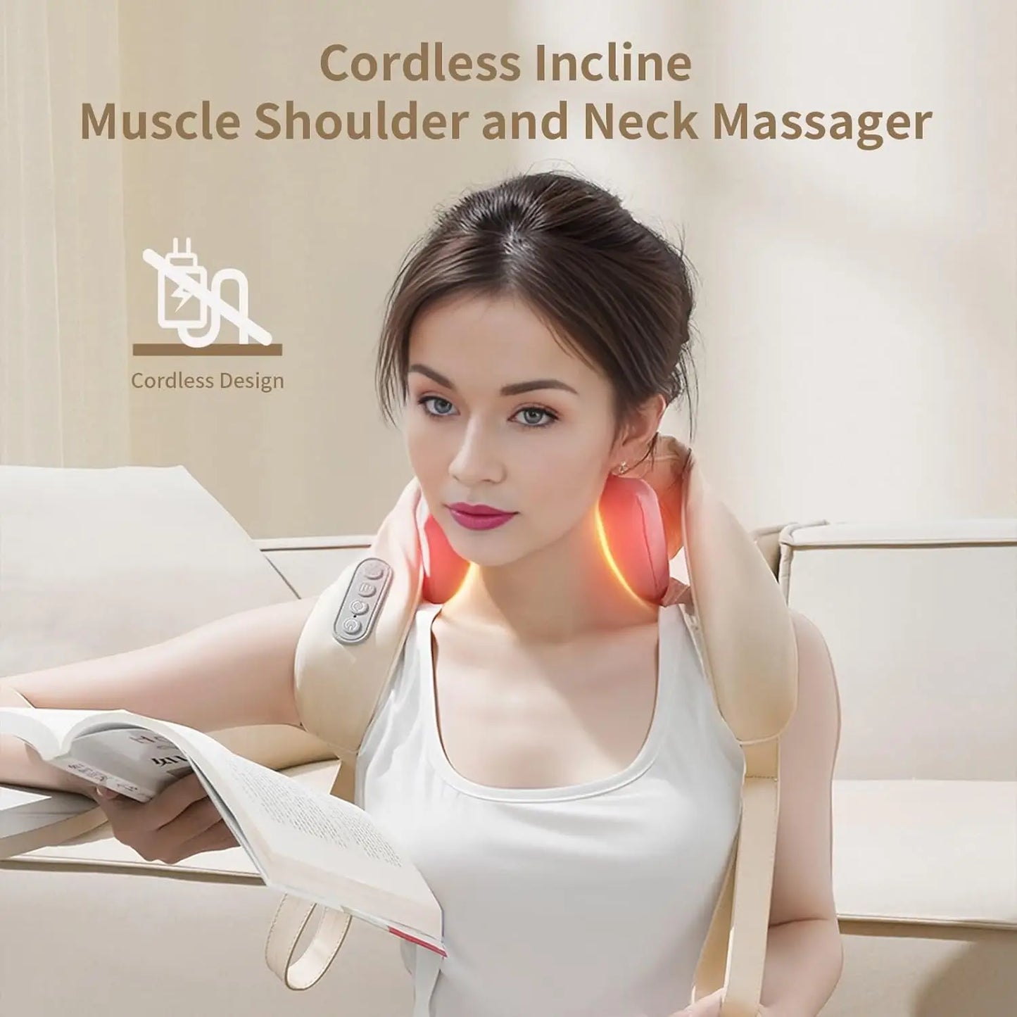 20W Brushless Motor Neck And Shoulder Massager Wireless Shoulder And Back Kneading Massage Shawl Neck masajeador