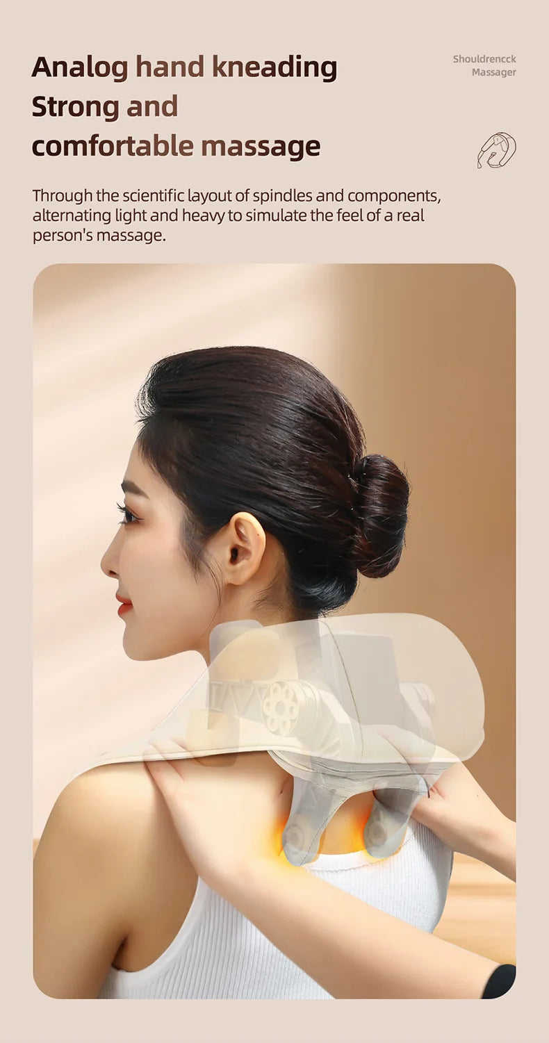 20W Brushless Motor Neck And Shoulder Massager Wireless Shoulder And Back Kneading Massage Shawl Neck masajeador