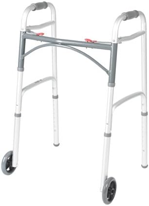 Drive Medical 10210-1 2-Button Folding Walker with Wheels