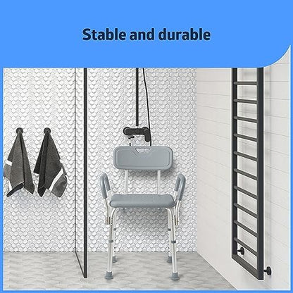 Medline Shower Chair with Backrest and Padded Armrests