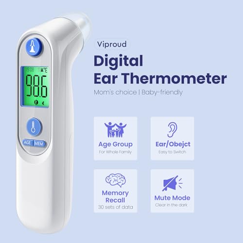 Digital Infrared Ear Thermometer – 3‑Color Fever Indicator