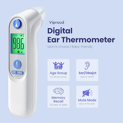 Digital Infrared Ear Thermometer – 3‑Color Fever Indicator
