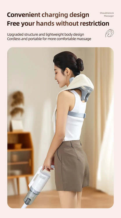 20W Brushless Motor Neck And Shoulder Massager Wireless Shoulder And Back Kneading Massage Shawl Neck masajeador