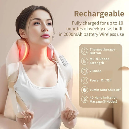 20W Brushless Motor Neck And Shoulder Massager Wireless Shoulder And Back Kneading Massage Shawl Neck masajeador